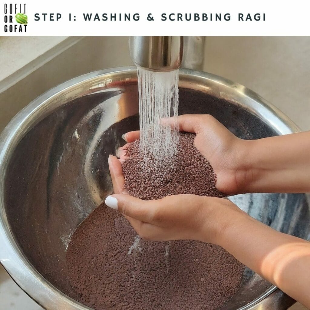 Why is washing and scrubbing the raw Ragi important?