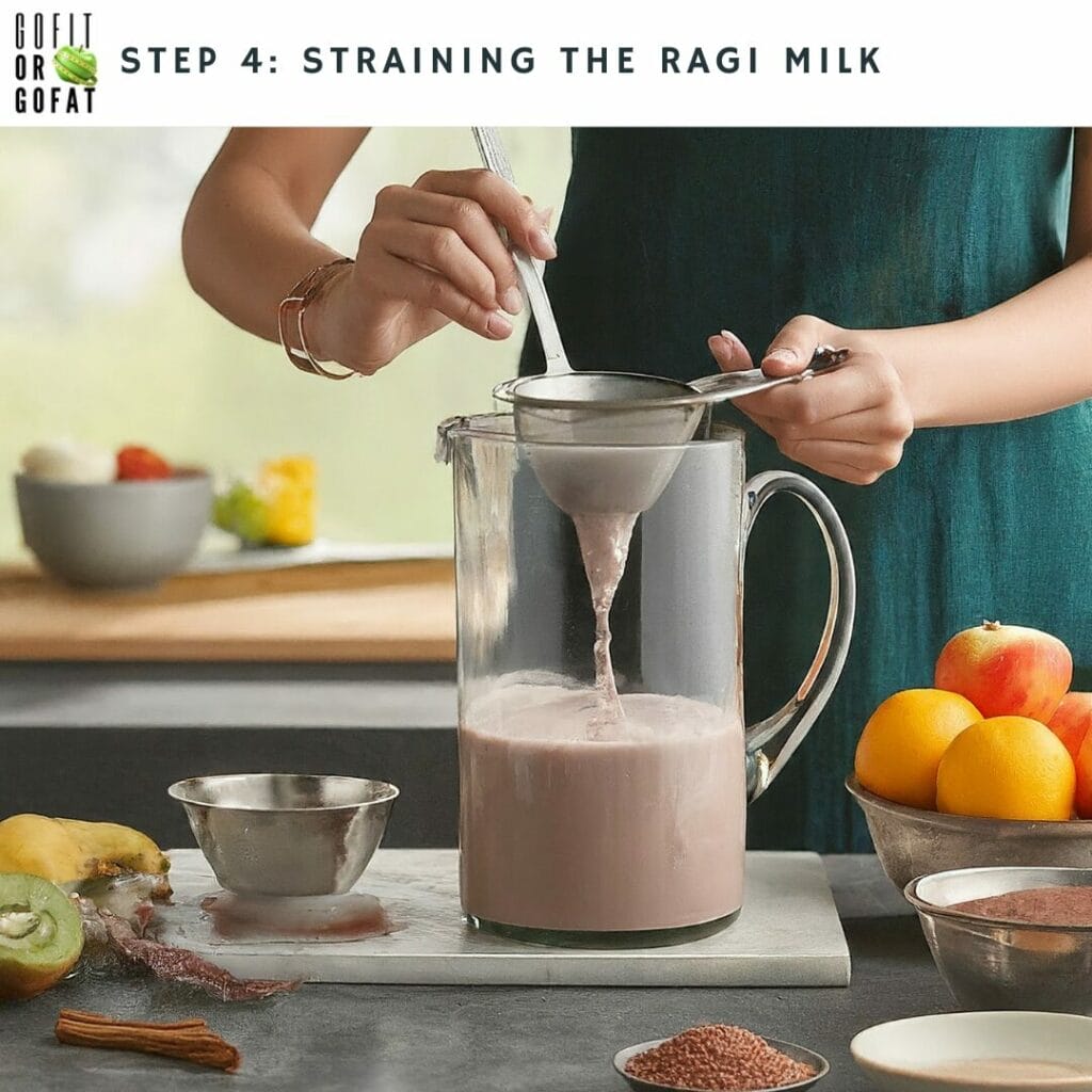 How repeated straining of the Ragi Milk can help gain a smooth consistency?