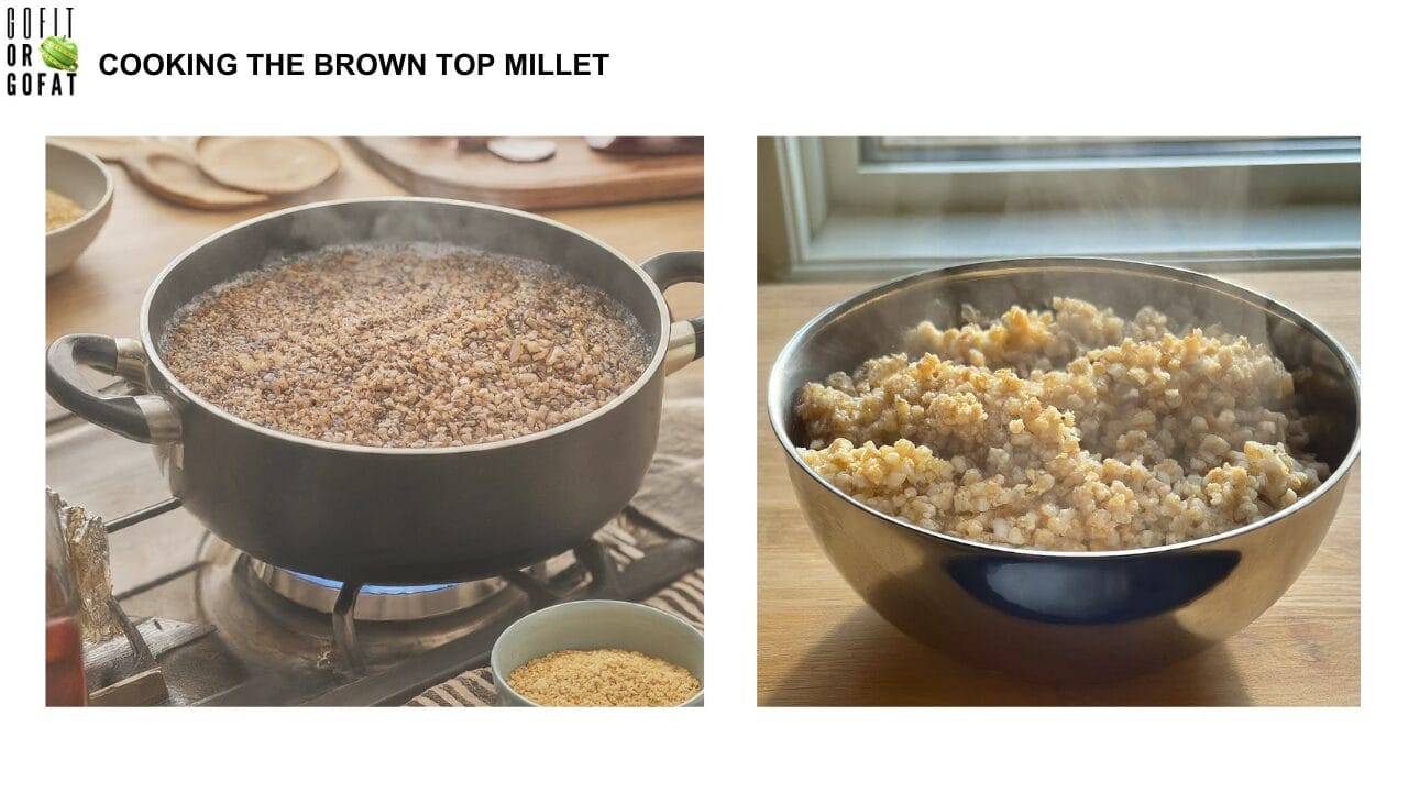 cooking the soaked Brown Top Millet: Making the millet rice